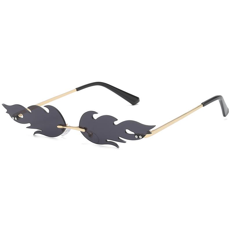 New fashion trend flame sunglasses men's and women's metal frameless street sunglasses European and American narrow-edge glasses S