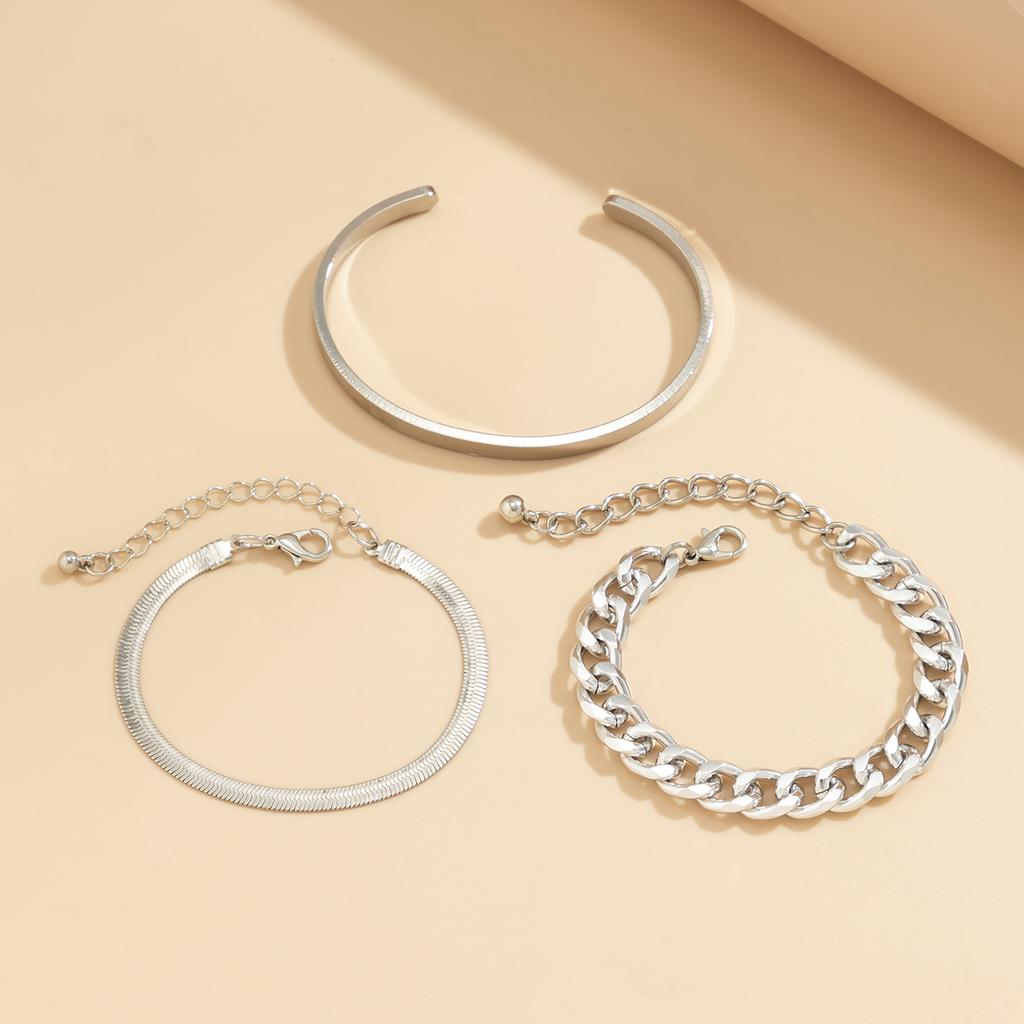 Metal Snake Bone Chain Glossy Bracelet Women's Ins Wind Metal Coarse Chain Bracelet Set