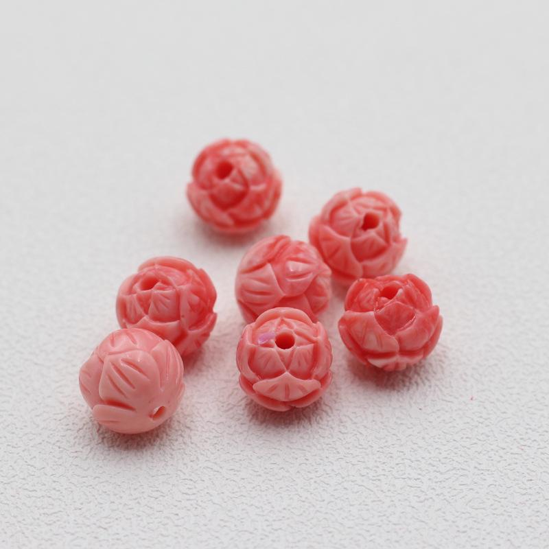 Ivory White Lotus Resin Beads: Round Carved Loose Spacer Beads for DIY Ethnic Bracelets