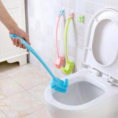Clean Toilet Brush Plastic Long Handle Double-sided Dead Corner Soft Hair Cleaning Curved Floor Gap Handled