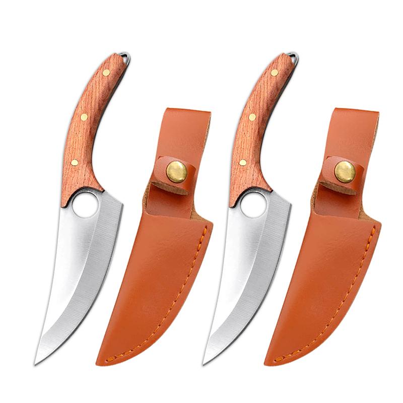 Kitchen Mini Meat Cleaver Pocket Boning Knife Chef Utility Knife Barbecue Cutting Fishing Knife Paring Cutter Tools with Sheath