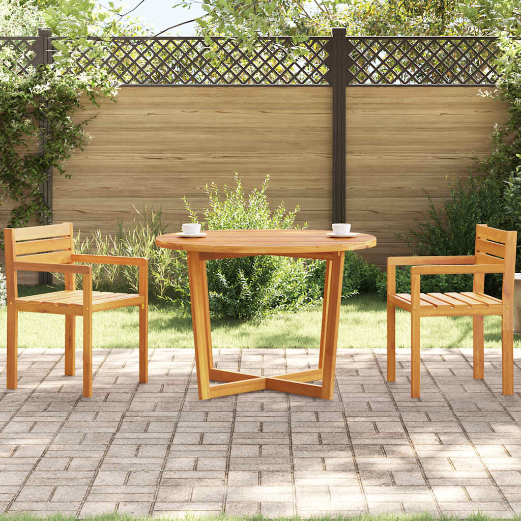 Outdoor Dining Table Round Ø110 X 75 Cm Solid Acacia Wood