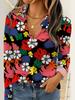 Damen Bluse 3D Druck Elegant Langarm Hemd Reverskragen Oberteile Arbeit Büro Damen Oberteile Sommer Frühling Herbst Winter