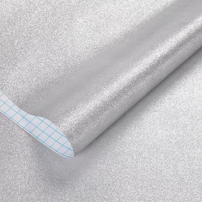 Silver Gift Wrapping Paper Bedroom Dining Room Background Wall Moisture-Proof Furniture Renovation Self-Adhesive Wall Cover