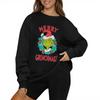 Women's Fashion Casual Long Sleeve Solid Color Christmas Printed Round Neck Top Sweatshirt