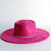 Damen-Filzhut in Rosenrot mit Strass-Hutband und breiter Krempe ist perfekt für Partys, Konzerte und festliche Anlässe FestivalWear