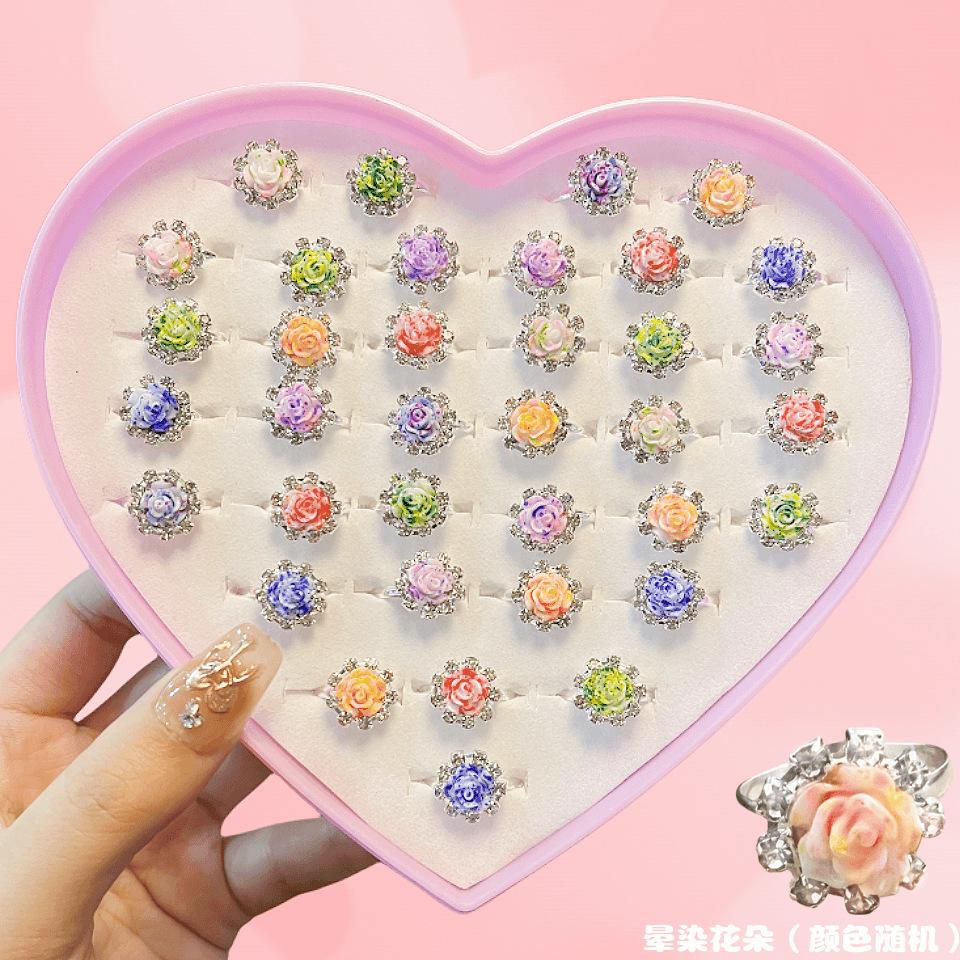 36 Pieces Children's Ring - Diamond-Style Crystal Toy Cartoon Rings With box