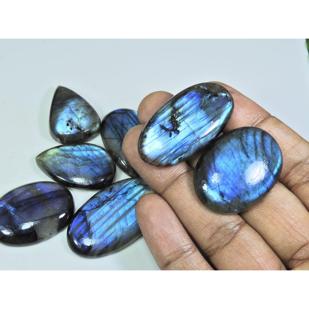 22X35-23X45MM Natural Blue Labradorite Mix Cabochon Loose Gemstone 7Pcs Lot LL-984