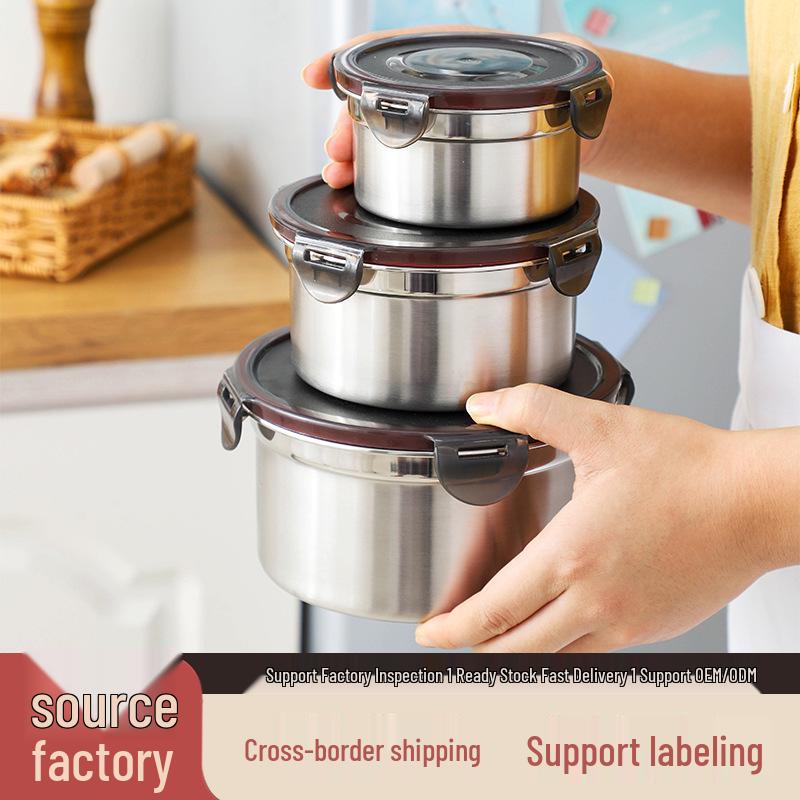 304 Edelstahl Aufbewahrungsschale für Lebensmittel - Lebensmittelqualität, Kühlschrankgeeignet, Versiegelter Behälter für Obst und Suppen