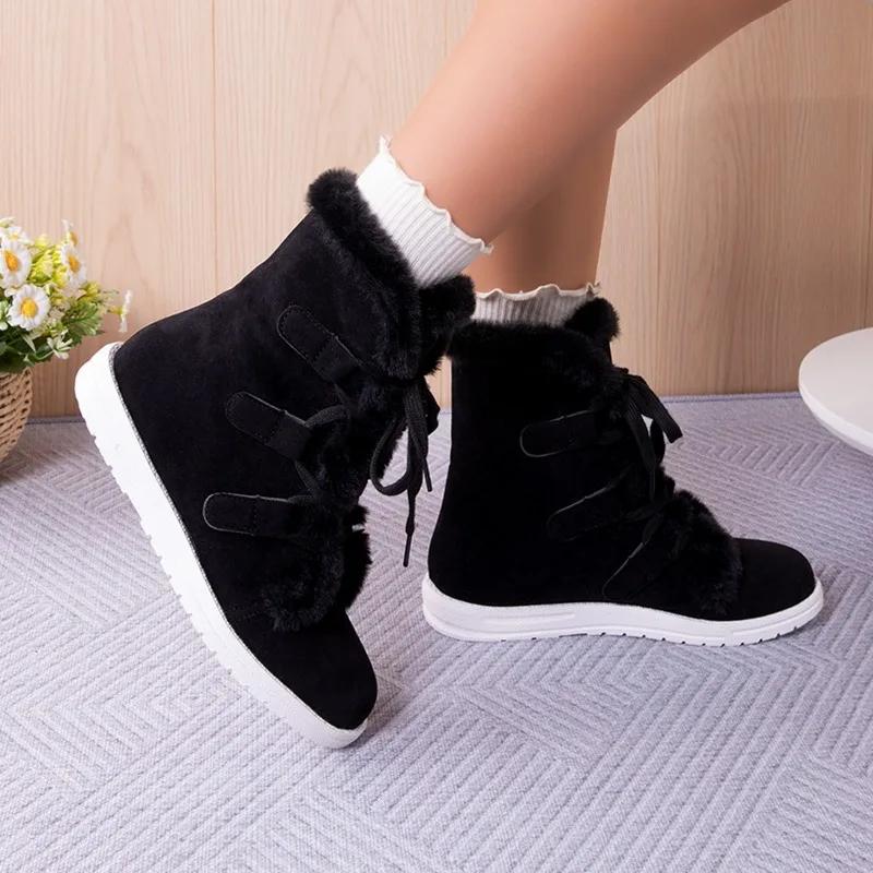 Fashion Women's Winter Outdoor Anti-slip Warm Snow Boots Ladies Warm Wool Booties Fashion Comfortable Plus Size Shoes Casual Women Boots