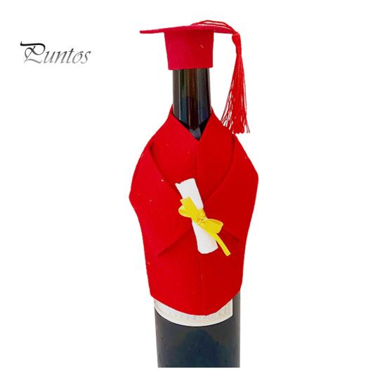 2 stk/sett Filt Konfirmasjon Vinjakke Flaskekork Vinkåpe Flasketrekk Sett Kjole Hatt Toppere med Mini Dusker Doktorfestdekorasjon