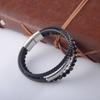 Handmade Multi-layer Leather Bracelet - Retro Electroplated Stainless Steel Clasp Wristband - Tiger-eye Stone Leather Rope Bracelet