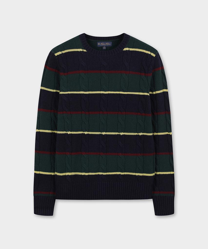 BROOKS BROTHERS Archive Cable Stripe Sweater (Multi) (Bbwrmm3889Wew)