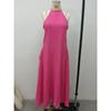 Spring Summer Women's Linen Cotton Blend Simple Backless Sleeveless Long Maxi Dress for Europe America