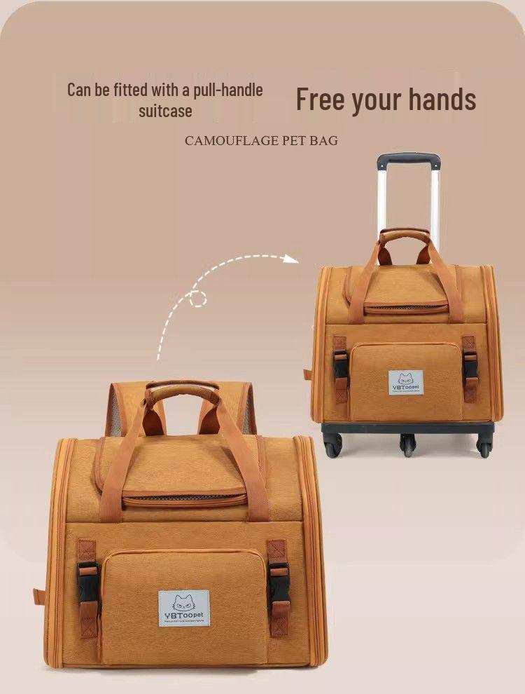 Expandable Breathable Pet Backpack: Large Capacity, Double Shoulder & Handheld for Dogs and Cats