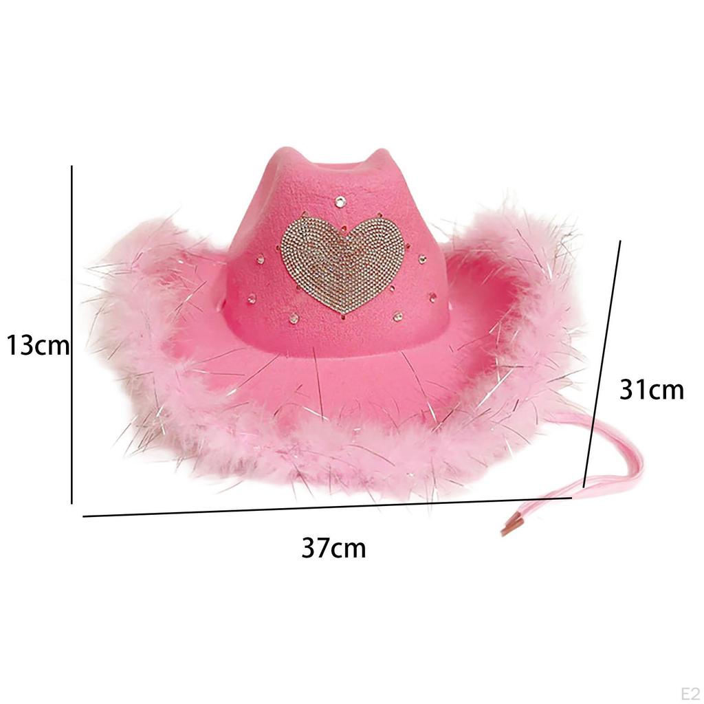 Pink Cowgirl Hat Decorative for Dress Up Carnival Theme Costume Party Adult