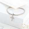 Sparkling CZ Cross Pendant Charm for Bracelet Necklace, 925 Silver Plated, Religious DIY Jewelry Gift for Women Men