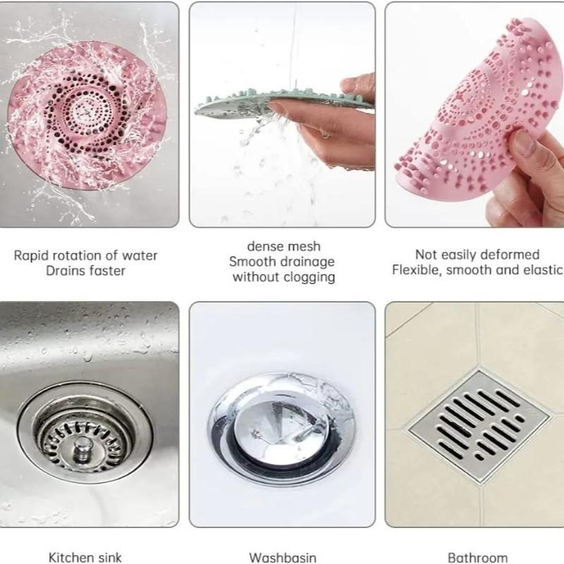2Pcs Silicone Drain Strainer Household Shower Floor Filter Sink Strainers Hair Catcher for Kitchen Bathroom Accessories