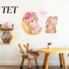 Removable Wall Art for Living Room Cute Bear Stickers Kids Room, PVC Waterproof Cartoon Animal Balcony Decals, Mural Nursery Bedroom Decor Self