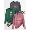 Three-piece Set with Sun, Star, and Tree Root Prints, Fashionable Retro Style Women's Spring, Autumn, and Winter Casual Sports Tops, Round Neck, Long