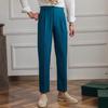 Men's Khaki Business Casual High-Waist Straight-Leg Trousers
