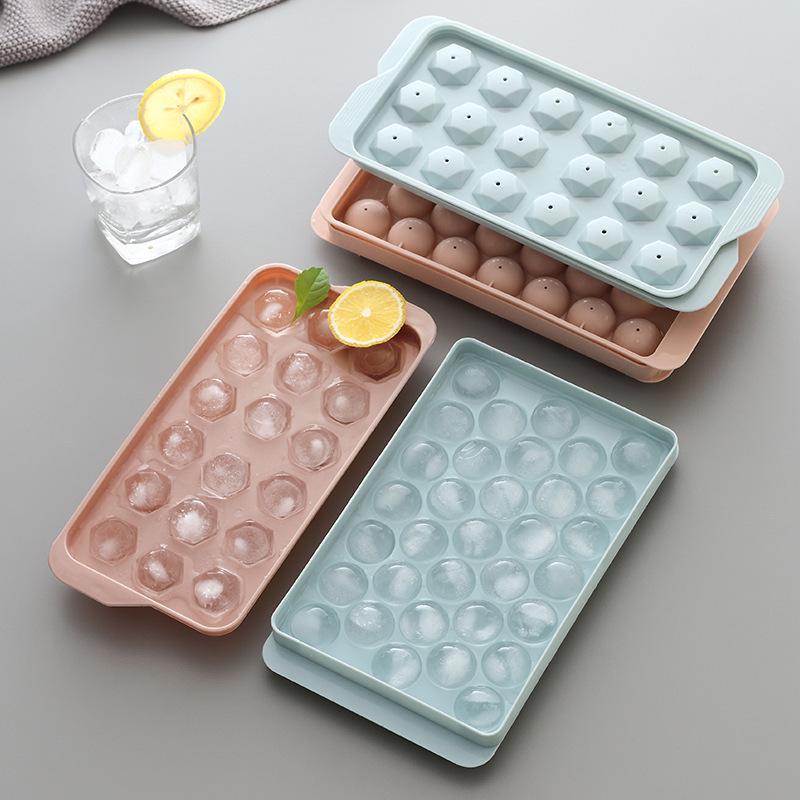 Summer With Lid Round Ice Ball Tray - Creative Homemade 33-Grid Ice Cube Mold