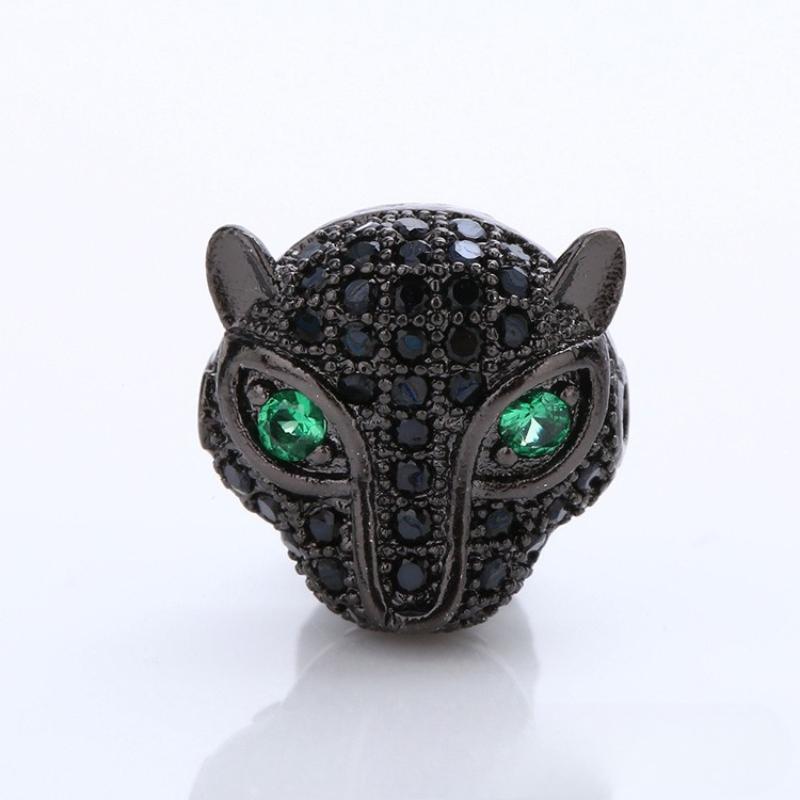 10 Pcs/lot Leopard Head Micro Inlaid Zircon Accessories Bracelet Hand String DIY Beads for Jewelry Making Supplies Wholesale