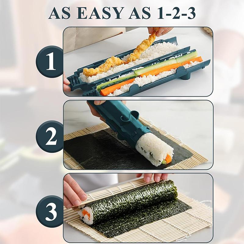 Sushi Making Kit,Food Grade Plastic Sushi Roller Mold for Rice Vegetable Meat,Home DIY Sushi Making Molds for Kitchen Utensils