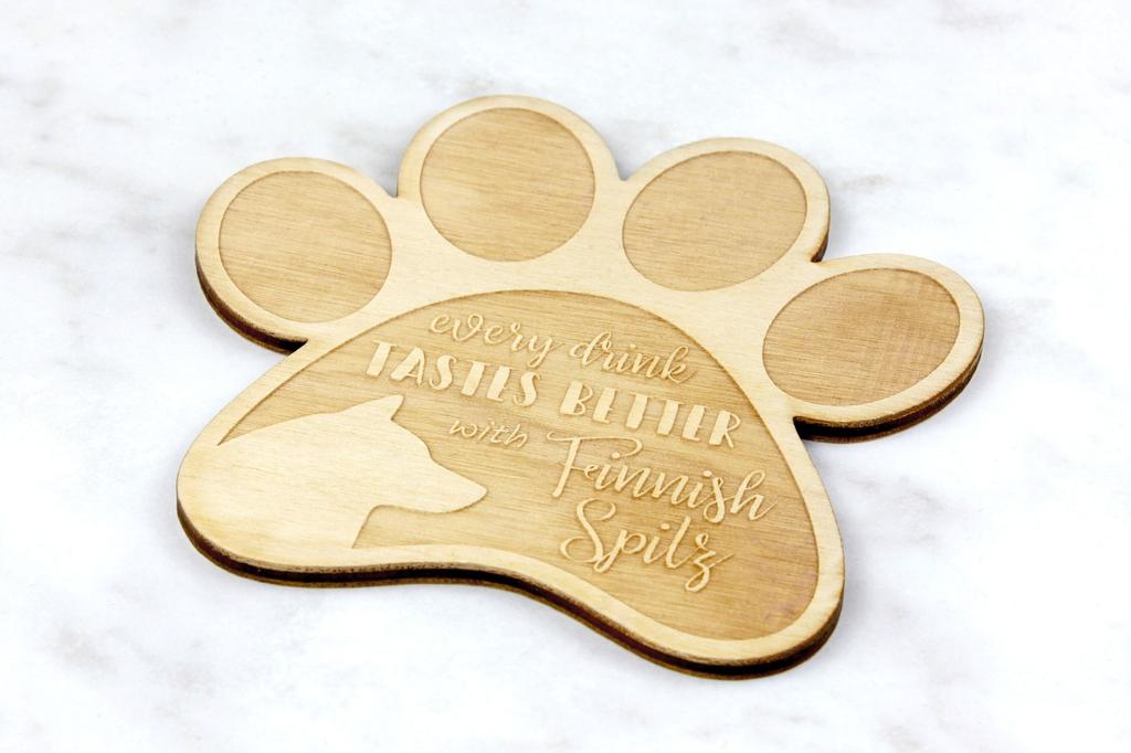 Finnish Spitz, Finnish Hunting Dog, Finnish Spets - Mug coaster, engraved coaster with dog, gift for dog lover by Art-Dog brand