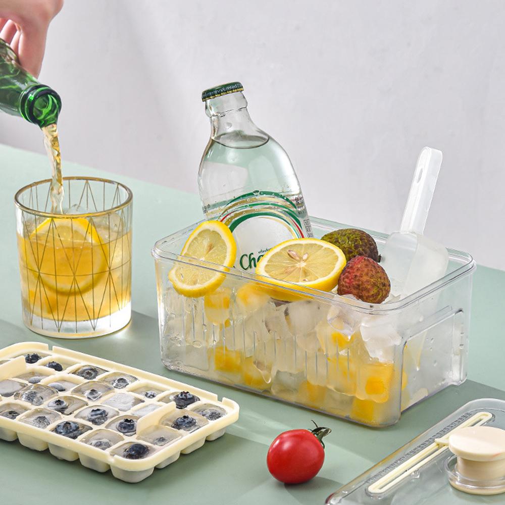 1 One-Click Ice Box, Home-Made Food Grade Ice Cube Storage Box, Creative Ice Block Mold, For Alcohol, Drinks, Coffee, Tea Drinks