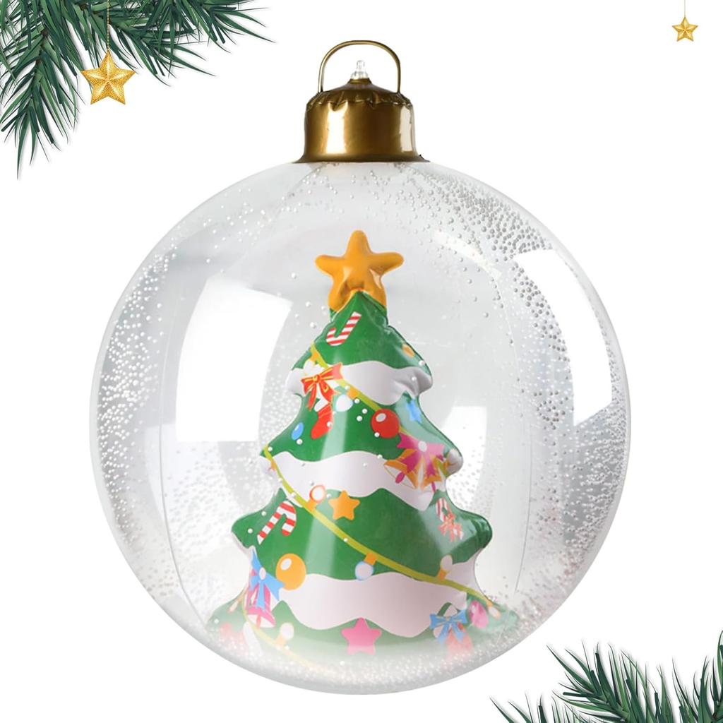 60cm Inflatable Christmas Ball Outdoor Holiday Decor PVC Christmas Inflatable Sphere for Garden Party Yard Festival Decoration
