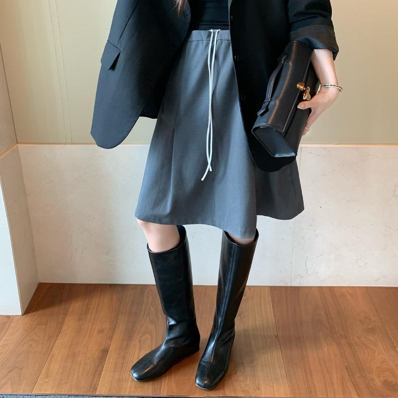 Fashionable Minimalist Long Boots Mid Heel Inner Heightening Winter Women's Boots Wide Tube High Tube Boots Versatile Style