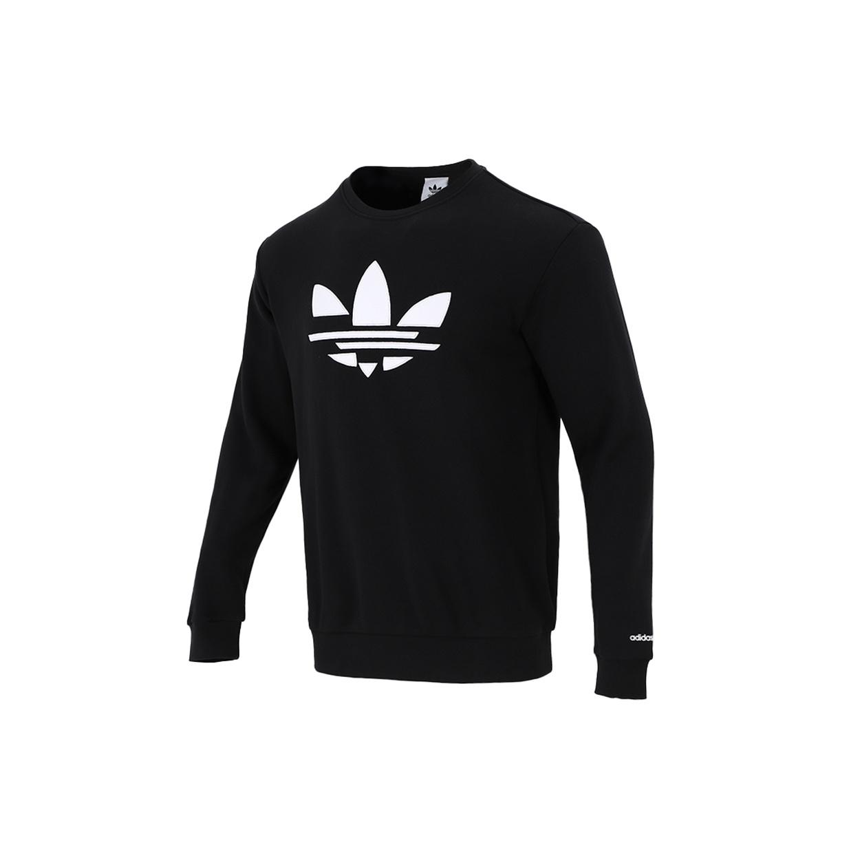 Men s adidas originals Logo Printing Sports Round Neck Pullover Black H37731 XS
