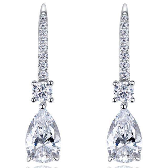 18k White Gold Pear 7 *11mm Sapphire Gemstones Stud Earrings Engagement Gift 925 Sterling Silver Fine Jewelry