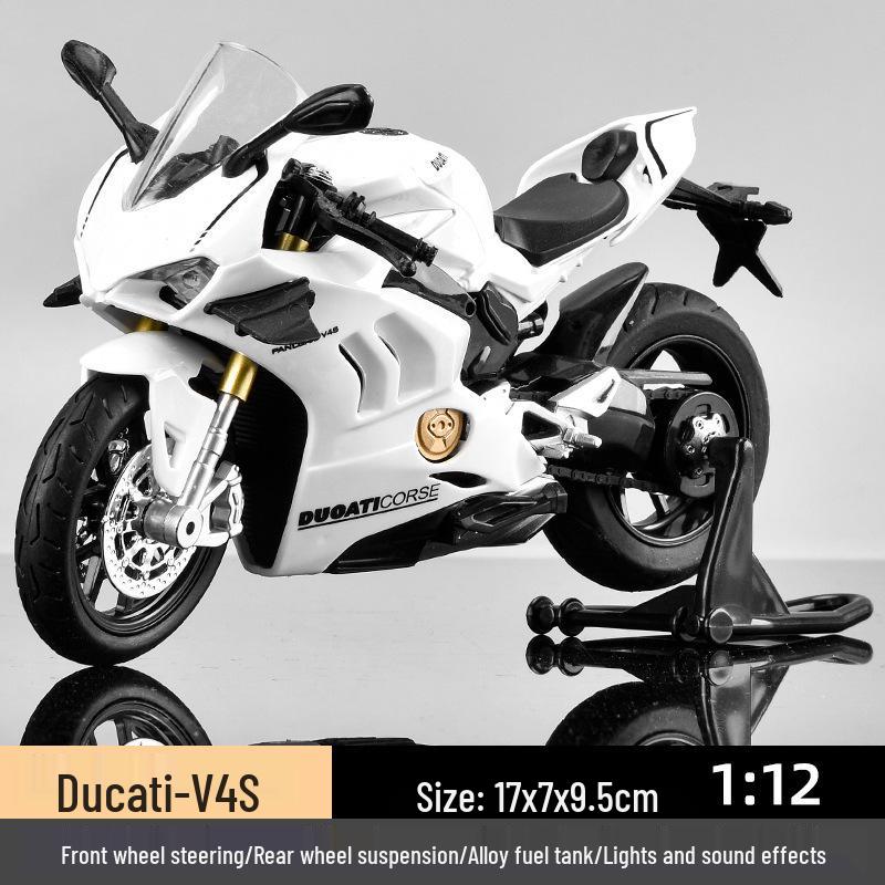 1:12 Kawasaki Ducati Alloy Motorcycle Toy with Sound, Light, and Sliding Motion