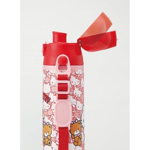 Skater Kids' 2-Way Stainless Steel Water Bottle, 580ml (Direct Drinking) and 570ml (Cup Drinking), Hello Kitty, Ushiro-Shiro, Sanrio Design, Lightweig