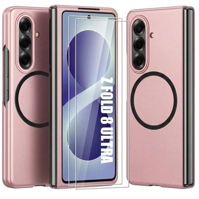 Case for Samsung Galaxy Z Fold 8 Ultra, Protection with Magnetic Ring - Pink - 2 Tempered Glasses