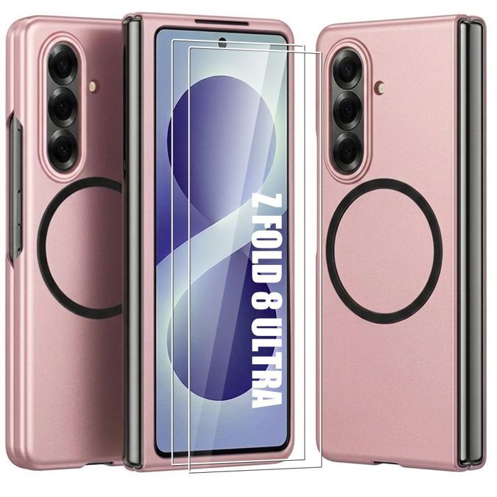 Hülle für Samsung Galaxy Z Fold 8 Ultra, Schutz mit Magnetkreis - Rosa - 2 Gehärtete Gläser