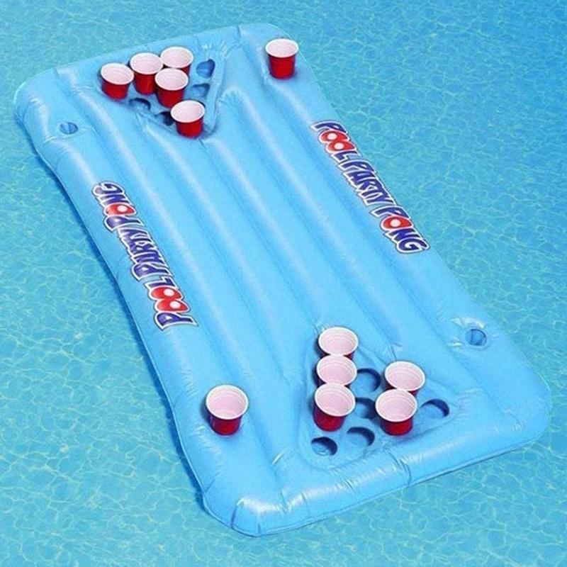 PVC Aufblasbarer Pool Spieltisch Schwimmkörper Spaß Poolparty Spieltisch Aufblasbarer Pool Pong Tisch Poolspiele Matratze 150x58x10cm