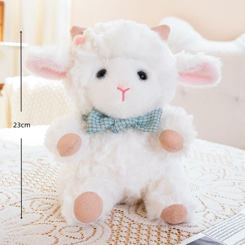 23cm Kawaii Scarf Bear Bow Tie Sheep Plush Toy Cute Lamb Doll Children's Room Decor Creative Animal Stuffed Doll Birthday Gift