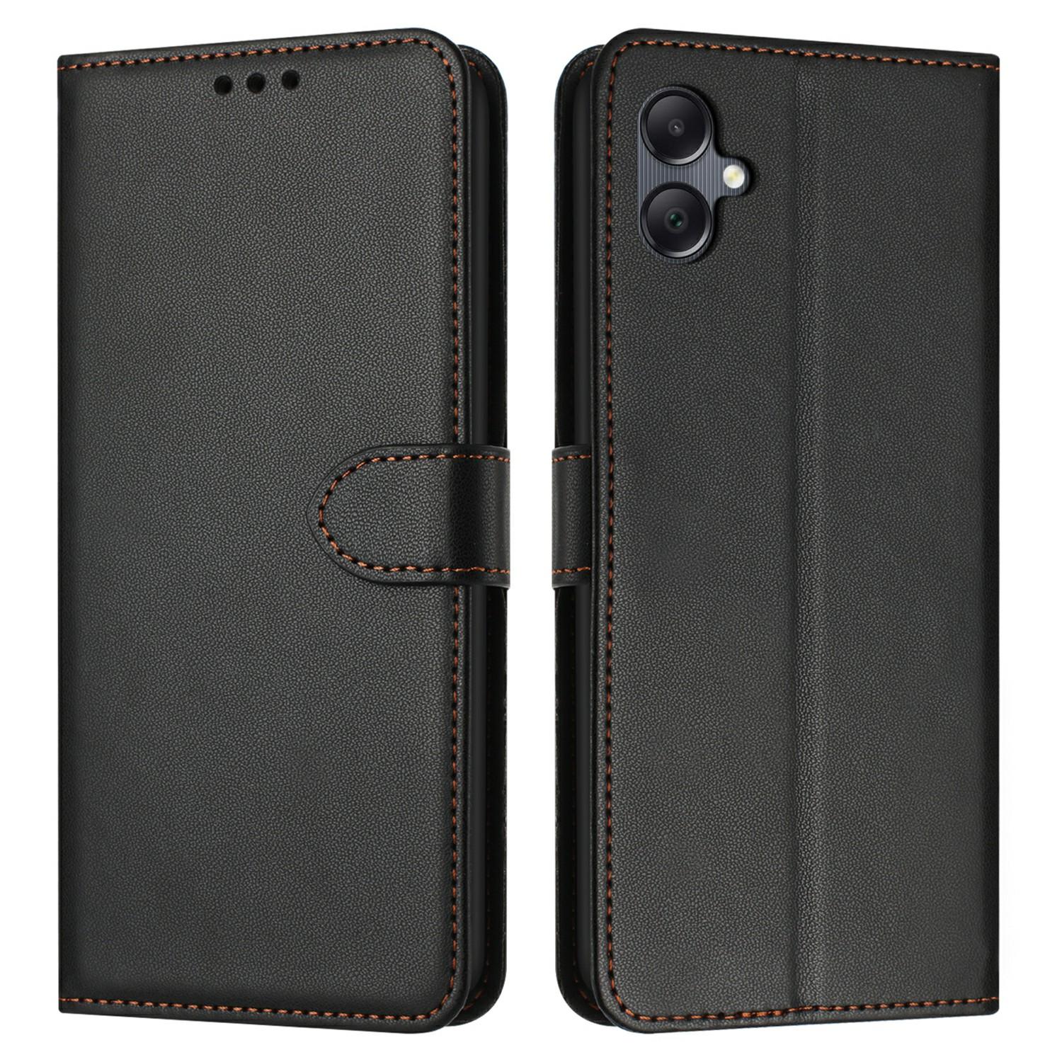 

For Samsung Galaxy A06 4G Wallet Phone Case Leather Stand Cover with Strap Black