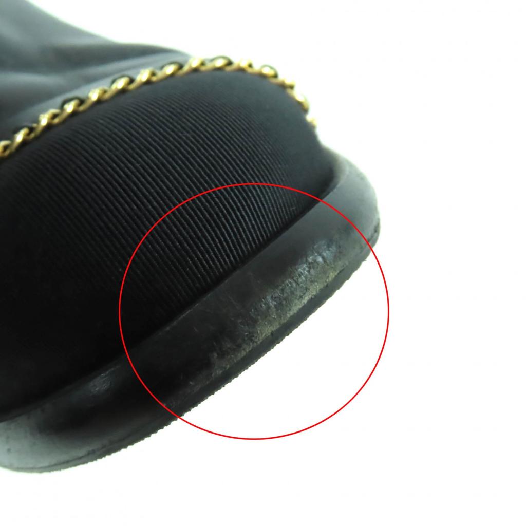 Great CHANEL short boots black leather Women 38 G37826 Used