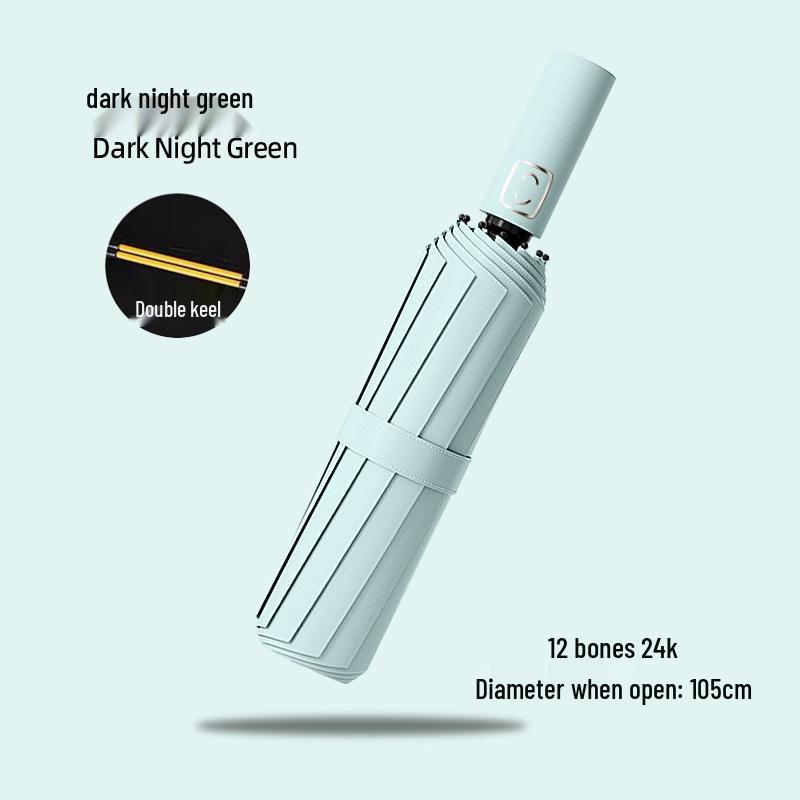 24-Bone Automatic Windproof Folding Umbrella for Men, Rain or Shine, with UV Sun Protection