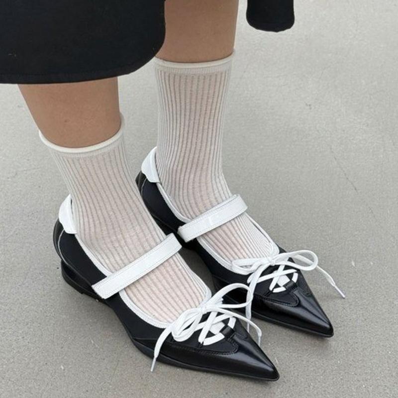 Novelty Special Heel Spliced Heels Pointed Toe Women's Fashion Shallow Mouth Bow Non-Slip Mary Jane Single Shoes Woman Pumps