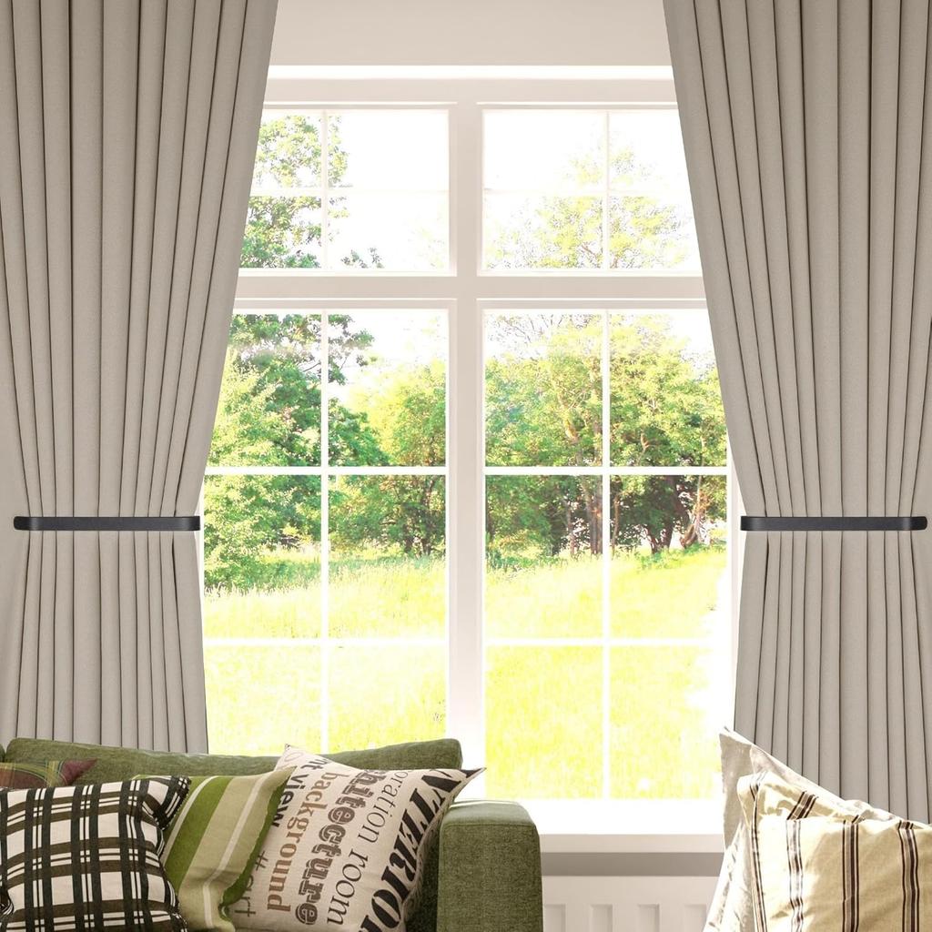 Set of 2 Modern Decorative Curtain Tiebacks and Holdbacks, Wall Mounted Aluminum Alloy Drapery Tiebacks Holder for Bedroom, Living Room, Kitchen