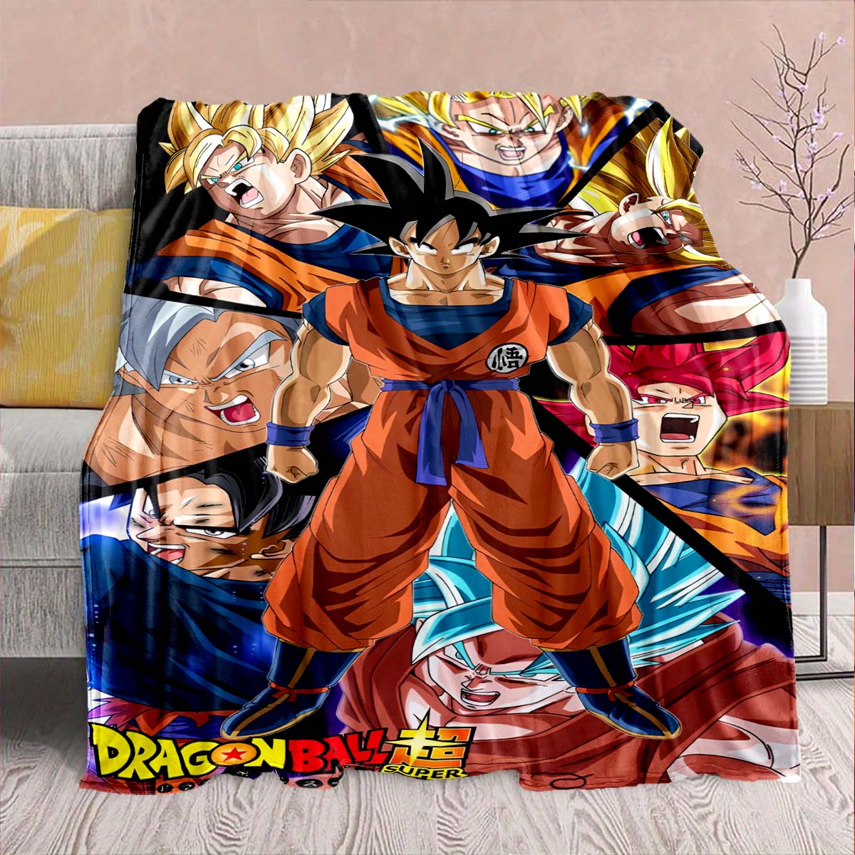 

Фланелевое одеяло из аниме Dragon Ball - Мягкое, теплое, идеально подходит для дивана, постельного белья, кемпинга, путешествий, офиса, домашнего декора -QJY 75x90cm