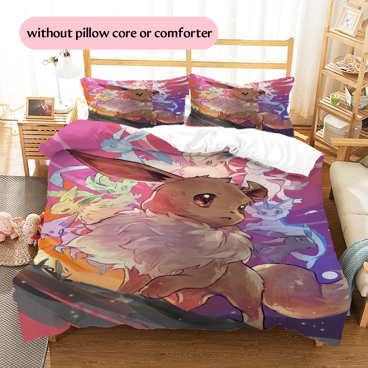 

Постельное белье с узором покемона Иви, Домашний декор, Подарок на день рождения (1 пододеяльник + 2 наволочки, без наполнителя) 135x200cm