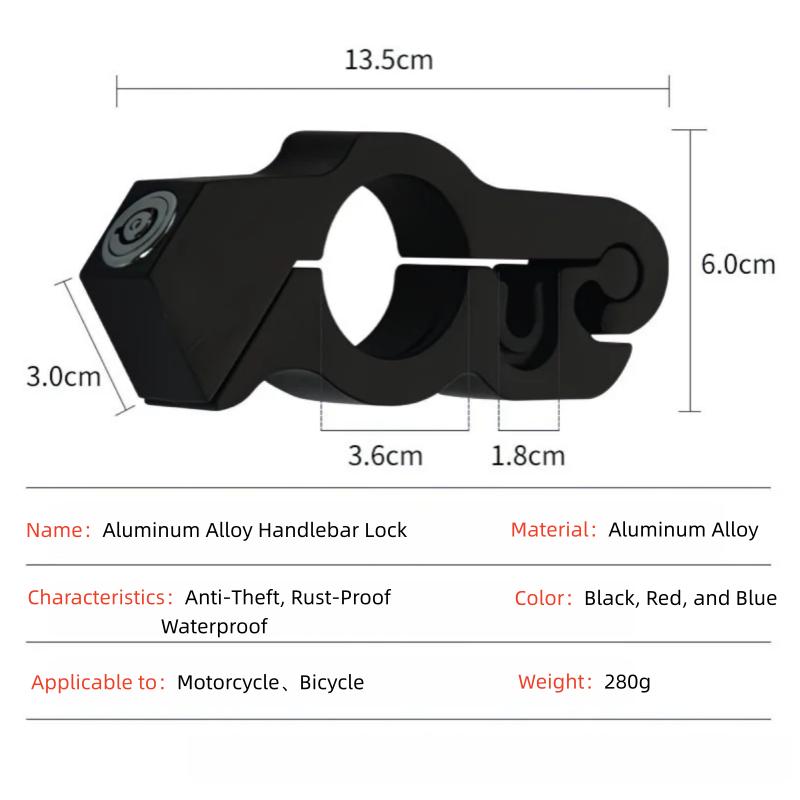 Motorcycle Anti-Theft Handlebar Lock | Solid Brake Handle Lock With Imitating Steal-Proof Pull Rod For Atv, Dirt & Street Bikes