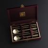 Dito Luxury Gold-Tone Korean Sujeo Cutlery Set - STS304 Spoon & Chopsticks for 2, Silk Gift Case