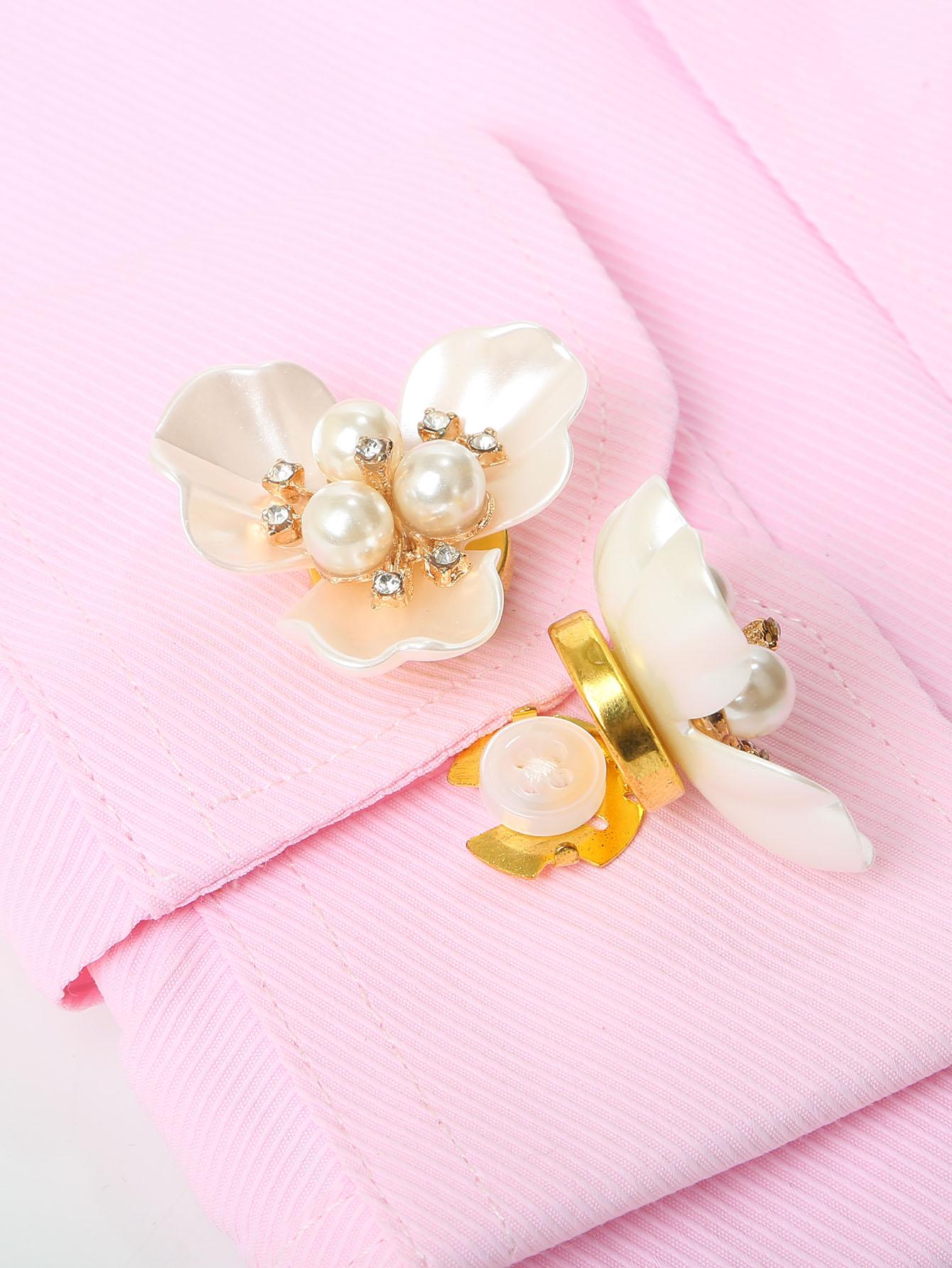 

2 шт. Роскошные пуговицы на рукава рубашки в виде цветка из искусственного жемчуга ракушки, элегантные медные запонки, накладки на пуговицы, аксессуары для женщин и мужчин